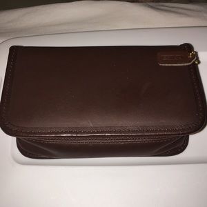 COACH brown leather makeup case
